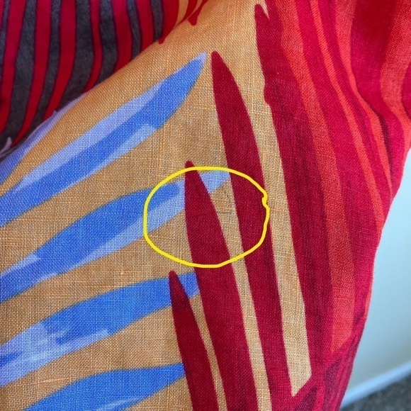 NWT C&C California 100% Linen Shift Dress Red w Tropical Print Beach Summer Sz S - Picture 16 of 16